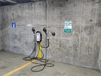 EV charging station in the garage