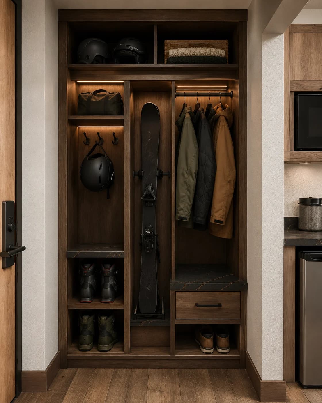 Rendered storage and closet layout
